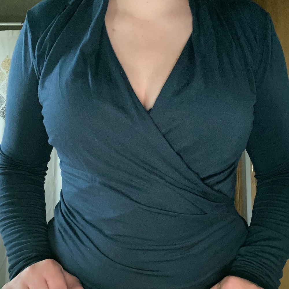 Ann Taylor Factory blue wrap top
